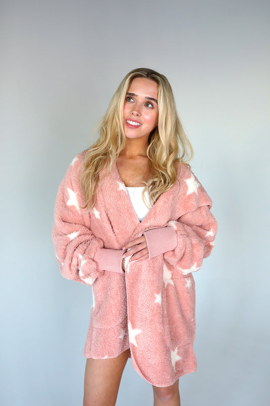 Oh So Cozy Pink Star Fur Jacket